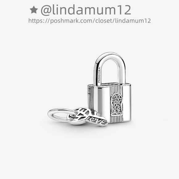 Pandora Padlock and Key Dangle Charm - Picture 1 of 7